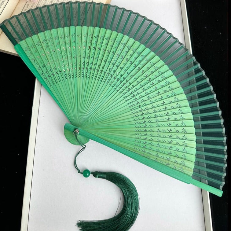 Jade Green Bamboo Handheld Fan By Chop Suey Club Asian Lifestyle